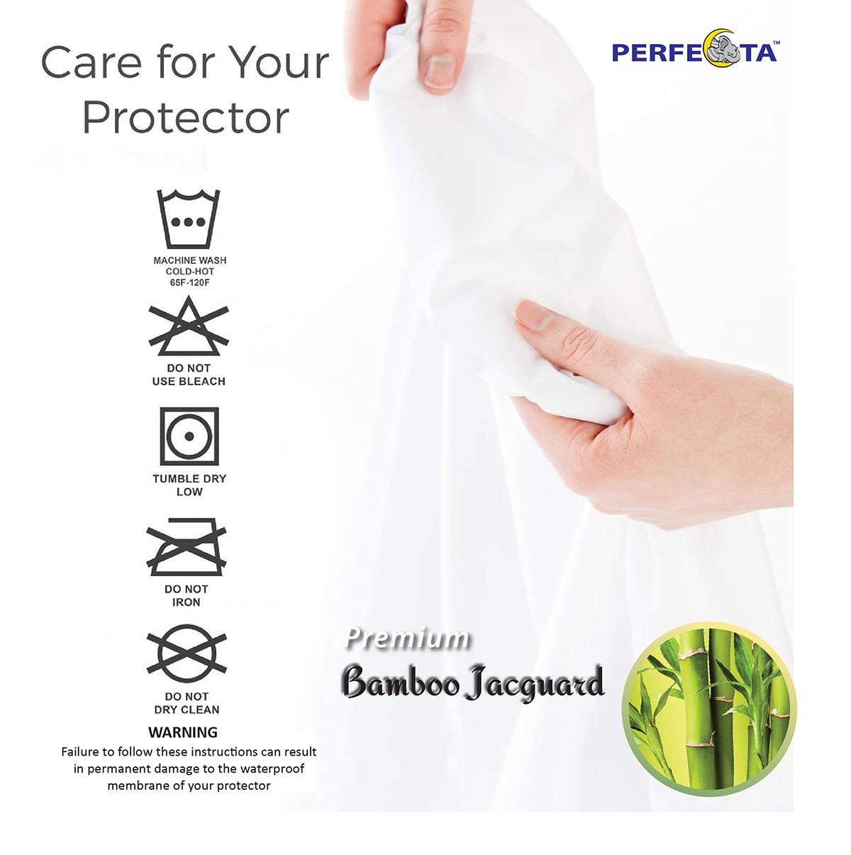 Perfecta Bamboo Jacquard Waterproof Mattress Protector Perfecta Mattress